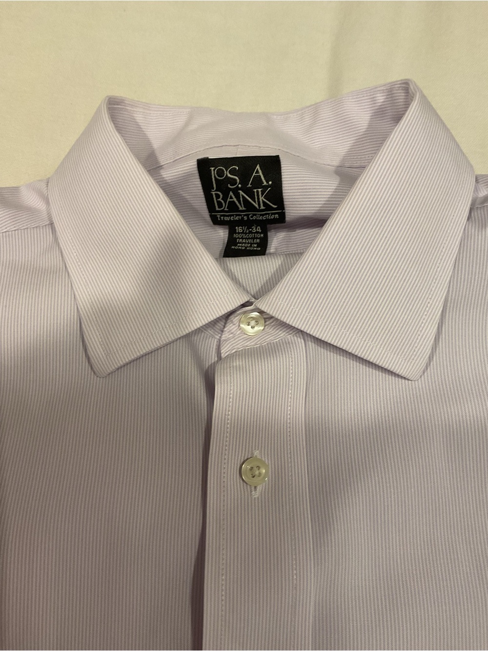Jos. A. Bank Men's Lavender Pinstripe Dress Shirt 100% Cotton